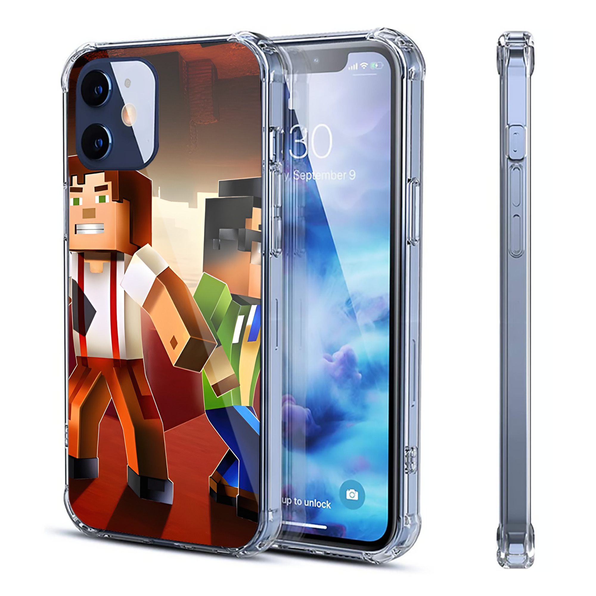 （画像用） マインクラフト ブロックの世界 Minecraft MC Block world 【iPhone 12シリーズ対応】透明スマホケース（クリアソフトケース）
